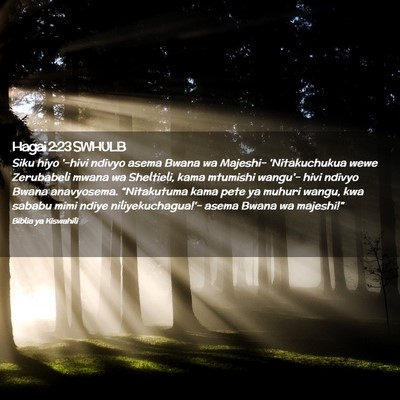 Picture 02 - Hagai 2:23 SWHULB - Siku hiyo '-hivi ndivyo asema Bwana wa Majeshi- - Bible Verse Picture