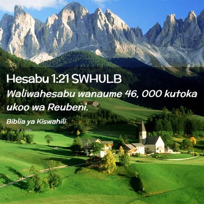 Picture 02 - Hesabu 1:21 SWHULB - Waliwahesabu wanaume 46, 000 kutoka ukoo wa - Bible Verse Picture