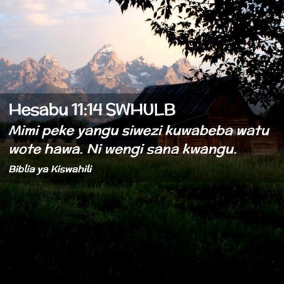 Picture 02 - Hesabu 11:14 SWHULB - Mimi peke yangu siwezi kuwabeba watu wote hawa. - Bible Verse Picture