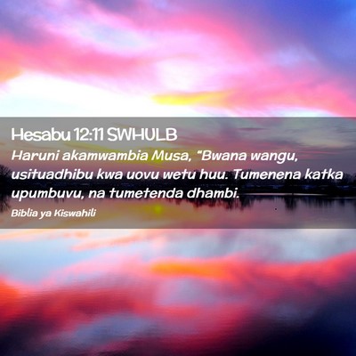 Picture 02 - Hesabu 12:11 SWHULB - Haruni akamwambia Musa, “Bwana wangu, - Bible Verse Picture
