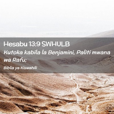 Picture 02 - Hesabu 13:9 SWHULB - Kutoka kabila la Benjamini, Paliti mwana wa - Bible Verse Picture