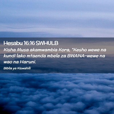 Picture 02 - Hesabu 16:16 SWHULB - Kisha Musa akamwambia Kora, “Kesho wewe na - Bible Verse Picture
