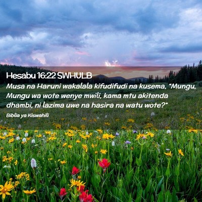 Picture 02 - Hesabu 16:22 SWHULB - Musa na Haruni wakalala kifudifudi na kusema, - Bible Verse Picture