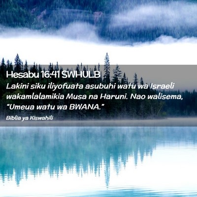 Picture 02 - Hesabu 16:41 SWHULB - Lakini siku iliyofuata asubuhi watu wa Israeli - Bible Verse Picture