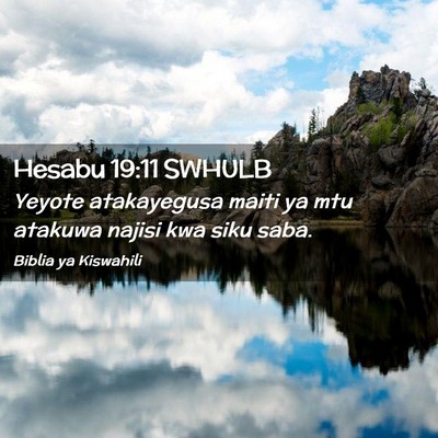 Picture 02 - Hesabu 19:11 SWHULB - Yeyote atakayegusa maiti ya mtu atakuwa najisi - Bible Verse Picture