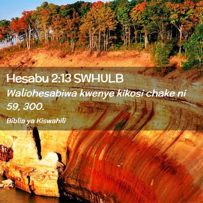 Picture 02 - Hesabu 2:13 SWHULB - Waliohesabiwa kwenye kikosi chake ni 59, - Bible Verse Picture