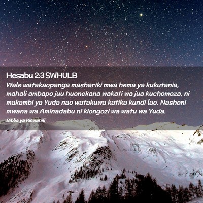 Picture 02 - Hesabu 2:3 SWHULB - Wale watakaopanga mashariki mwa hema ya - Bible Verse Picture