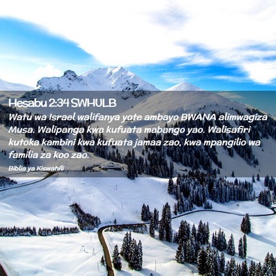 Picture 02 - Hesabu 2:34 SWHULB - Watu wa Israel walifanya yote ambayo BWANA - Bible Verse Picture