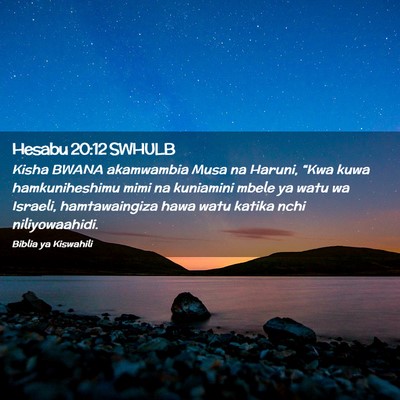 Picture 02 - Hesabu 20:12 SWHULB - Kisha BWANA akamwambia Musa na Haruni, “Kwa - Bible Verse Picture