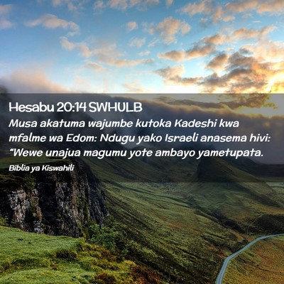 Picture 02 - Hesabu 20:14 SWHULB - Musa akatuma wajumbe kutoka Kadeshi kwa mfalme wa - Bible Verse Picture