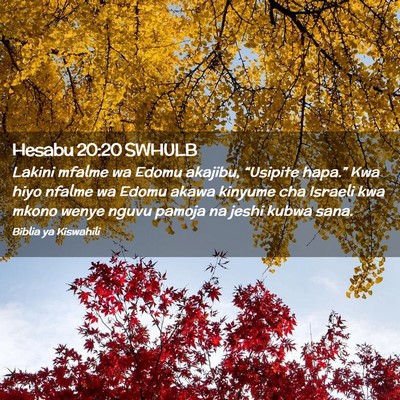 Picture 02 - Hesabu 20:20 SWHULB - Lakini mfalme wa Edomu akajibu, “Usipite - Bible Verse Picture