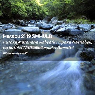 Picture 02 - Hesabu 21:19 SWHULB - Kutoka Matanaha walisafiri mpaka Nathalieli, na - Bible Verse Picture