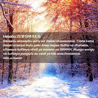Picture 02 - Hesabu 22:18 SWHULB - Balaamu akawajibu watu wa Balaki akawaambia, - Bible Verse Picture