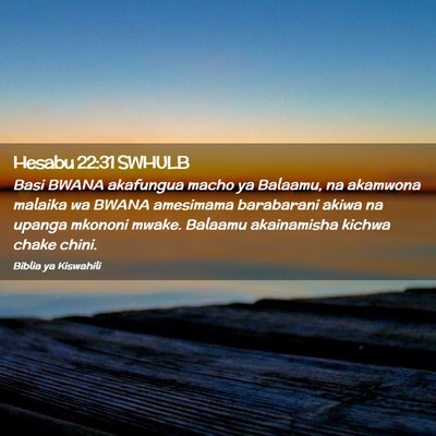 Picture 02 - Hesabu 22:31 SWHULB - Basi BWANA akafungua macho ya Balaamu, na - Bible Verse Picture