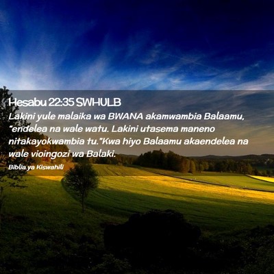 Picture 02 - Hesabu 22:35 SWHULB - Lakini yule malaika wa BWANA akamwambia Balaamu, - Bible Verse Picture