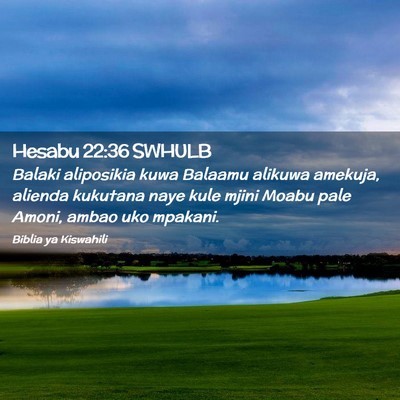 Picture 02 - Hesabu 22:36 SWHULB - Balaki aliposikia kuwa Balaamu alikuwa amekuja, - Bible Verse Picture
