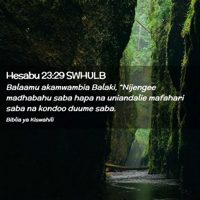 Picture 02 - Hesabu 23:29 SWHULB - Balaamu akamwambia Balaki, “Nijengee madhabahu - Bible Verse Picture