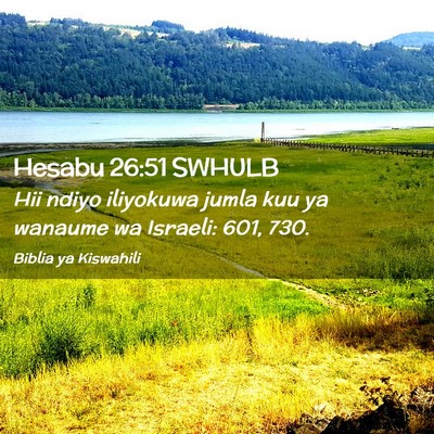 Picture 02 - Hesabu 26:51 SWHULB - Hii ndiyo iliyokuwa jumla kuu ya wanaume wa - Bible Verse Picture