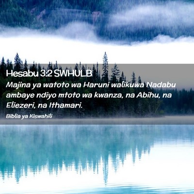 Picture 02 - Hesabu 3:2 SWHULB - Majina ya watoto wa Haruni walikuwa Nadabu ambaye - Bible Verse Picture