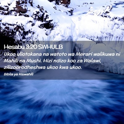 Picture 02 - Hesabu 3:20 SWHULB - Ukoo uliotokana na watoto wa Merari walikuwa ni - Bible Verse Picture