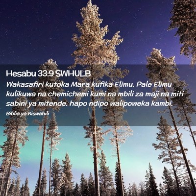 Picture 02 - Hesabu 33:9 SWHULB - Wakasafiri kutoka Mara kufika Elimu. Pale Elimu - Bible Verse Picture