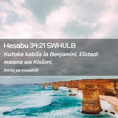 Picture 02 - Hesabu 34:21 SWHULB - Kutoka kabila la Benjamini, Elidadi mwana wa - Bible Verse Picture