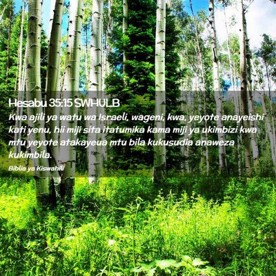 Picture 02 - Hesabu 35:15 SWHULB - Kwa ajili ya watu wa Israeli, wageni, kwa, yeyote - Bible Verse Picture