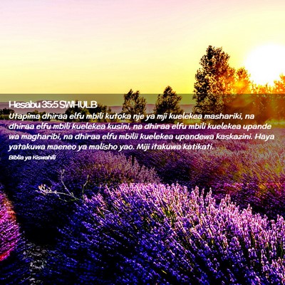 Picture 02 - Hesabu 35:5 SWHULB - Utapima dhiraa elfu mbili kutoka nje ya mji - Bible Verse Picture