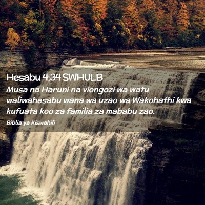 Picture 02 - Hesabu 4:34 SWHULB - Musa na Haruni na viongozi wa watu waliwahesabu - Bible Verse Picture