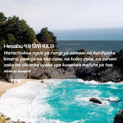 Picture 02 - Hesabu 4:9 SWHULB - Watachukua nguo ya rangi ya samawi na kukifunika - Bible Verse Picture