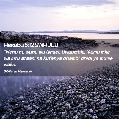 Picture 02 - Hesabu 5:12 SWHULB - “Nena na wana wa Israel. Uwaambie, 'kama mke wa - Bible Verse Picture