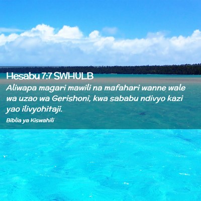 Picture 02 - Hesabu 7:7 SWHULB - Aliwapa magari mawili na mafahari wanne wale wa - Bible Verse Picture