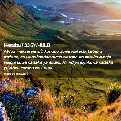 Picture 02 - Hesabu 7:83 SWHULB - Alitoa maksai wawili, kondoo dume watano, beberu - Bible Verse Picture