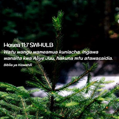 Picture 02 - Hosea 11:7 SWHULB - Watu wangu wameamua kuniacha. Ingawa wanaita kwa - Bible Verse Picture