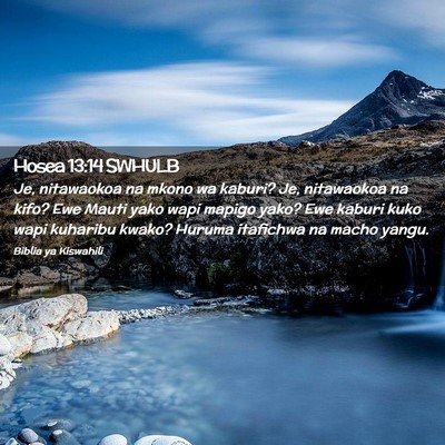 Picture 02 - Hosea 13:14 SWHULB - Je, nitawaokoa na mkono wa kaburi? Je, nitawaokoa - Bible Verse Picture