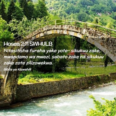 Picture 02 - Hosea 2:11 SWHULB - Nitasitisha furaha yake yote- sikukuu zake, - Bible Verse Picture