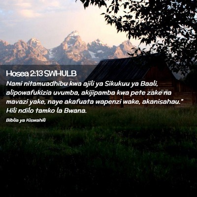 Picture 02 - Hosea 2:13 SWHULB - Nami nitamuadhibu kwa ajili ya Sikukuu ya Baali, - Bible Verse Picture