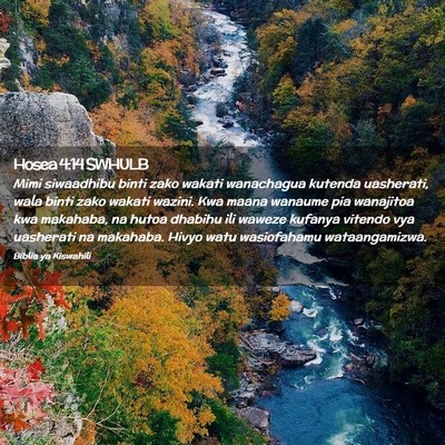 Picture 02 - Hosea 4:14 SWHULB - Mimi siwaadhibu binti zako wakati wanachagua - Bible Verse Picture