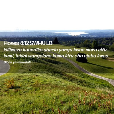 Picture 02 - Hosea 8:12 SWHULB - Niliweza kuandika sheria yangu kwao mara elfu - Bible Verse Picture