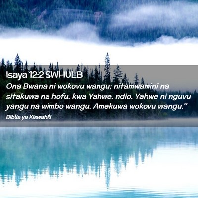Picture 02 - Isaya 12:2 SWHULB - Ona Bwana ni wokovu wangu; nitamwamini na - Bible Verse Picture