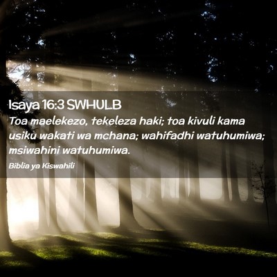 Picture 02 - Isaya 16:3 SWHULB - Toa maelekezo, tekeleza haki; toa kivuli kama - Bible Verse Picture