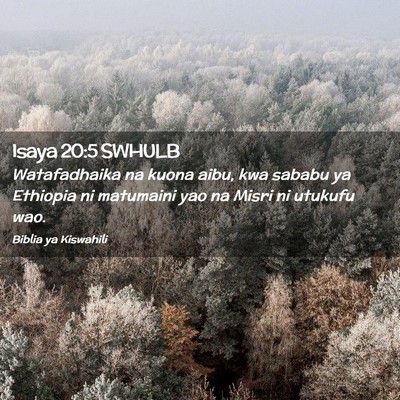 Picture 02 - Isaya 20:5 SWHULB - Watafadhaika na kuona aibu, kwa sababu ya - Bible Verse Picture