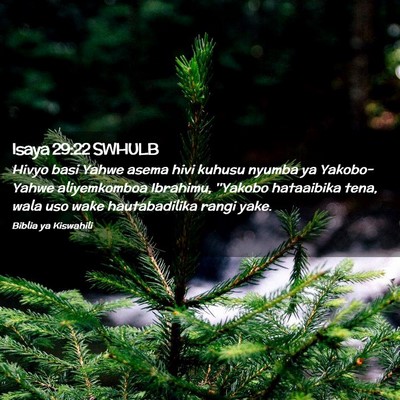 Picture 02 - Isaya 29:22 SWHULB - Hivyo basi Yahwe asema hivi kuhusu nyumba ya - Bible Verse Picture