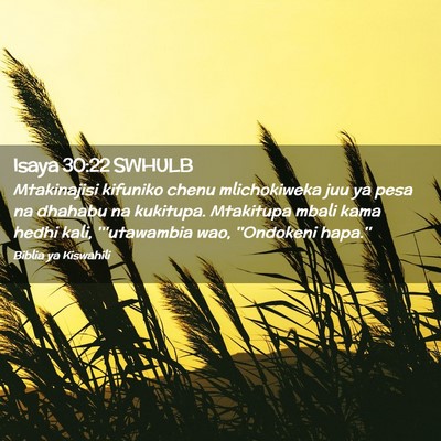 Picture 02 - Isaya 30:22 SWHULB - Mtakinajisi kifuniko chenu mlichokiweka juu ya - Bible Verse Picture