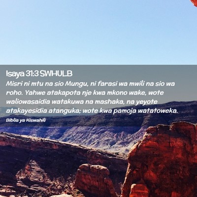 Picture 02 - Isaya 31:3 SWHULB - Misri ni mtu na sio Mungu, ni farasi wa mwili na - Bible Verse Picture