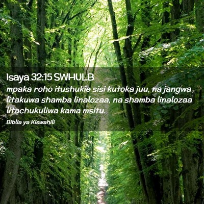 Picture 02 - Isaya 32:15 SWHULB - mpaka roho itushukie sisi kutoka juu, na jangwa - Bible Verse Picture