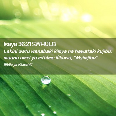 Picture 02 - Isaya 36:21 SWHULB - Lakini watu wanabaki kimya na hawataki kujibu, - Bible Verse Picture