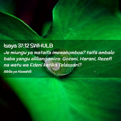 Picture 02 - Isaya 37:12 SWHULB - Je miungu ya mataifa imewakomboa? taifa ambalo - Bible Verse Picture