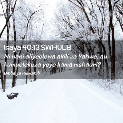 Picture 02 - Isaya 40:13 SWHULB - Ni nani aliyeelewa akili za Yahwe, au kumuelekeza - Bible Verse Picture