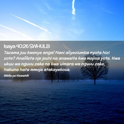 Picture 02 - Isaya 40:26 SWHULB - Tazama juu kwenye anga! Nani aliyeziumba nyota - Bible Verse Picture